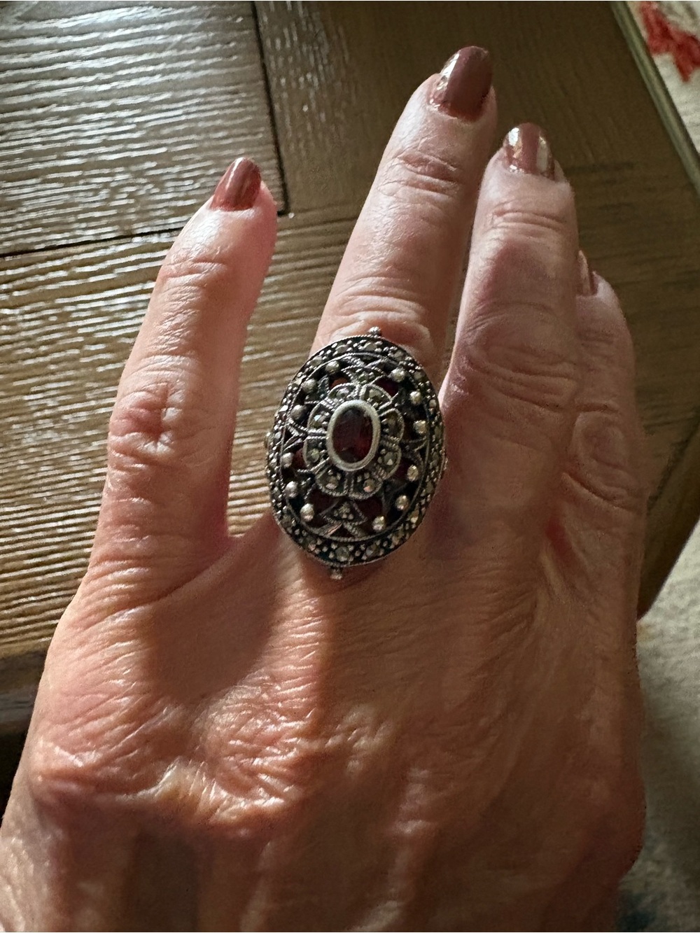 Vintage sterling marcasite ring.